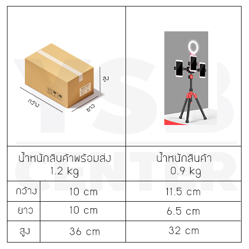Set ชุดไลฟ์สด ที่หนีบมือถือ รีโมทบลูทูธ พร้อมไฟ LED ปรับสว่างได้ 3 ระดับ รุ่น J1L004 - J1L005