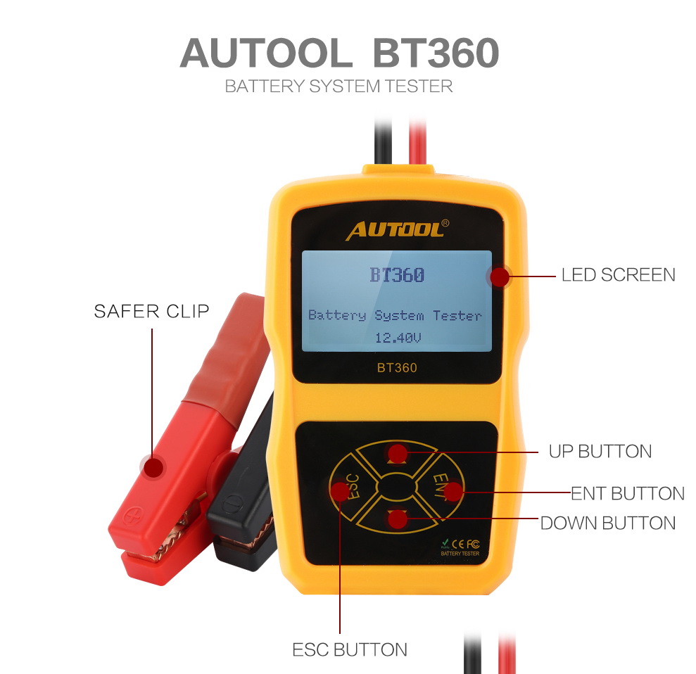 เครื่องทดสอบแบตเตอรี่รถยนต์ AUTOOL BT-360