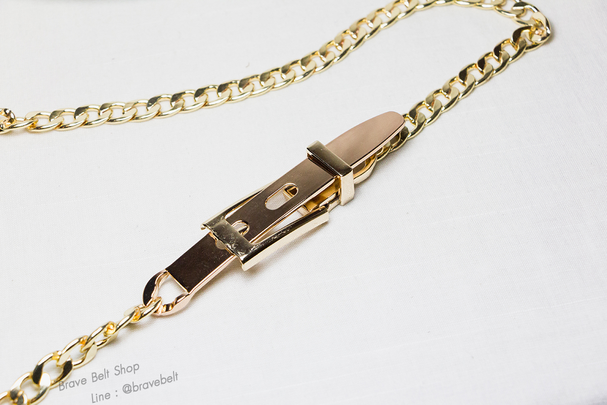 เข็มขัดสายโซ่สีทอง หัวทรงรูปเข็มขัด