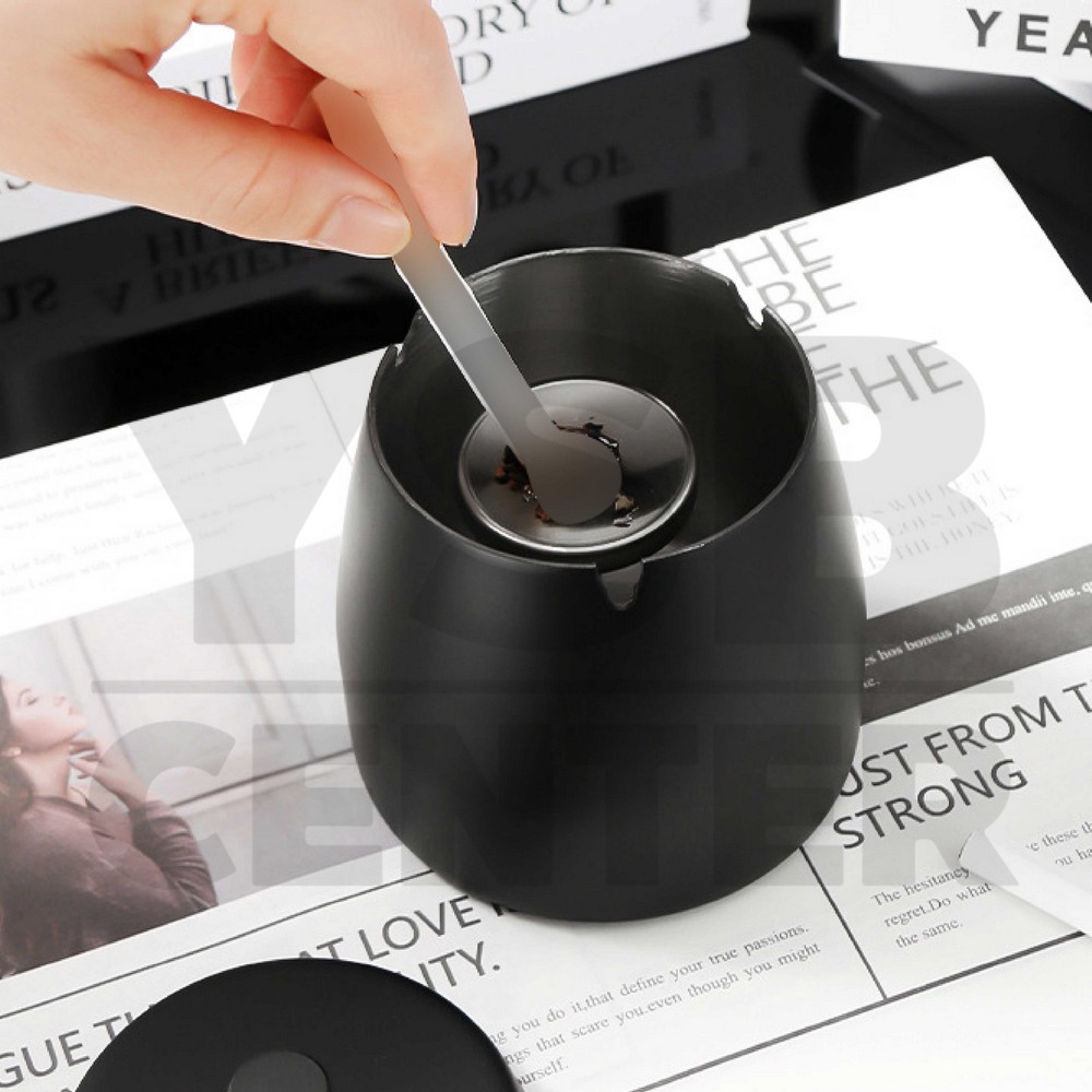 ที่เขี่ยบุหรี่ ที่วางบุหรี่ ที่เขี่ยบุหรี่สแตนเลส 410 ป้องกันลม แข็งแรง ทนทาน สีดำ C3M029 - C3M031