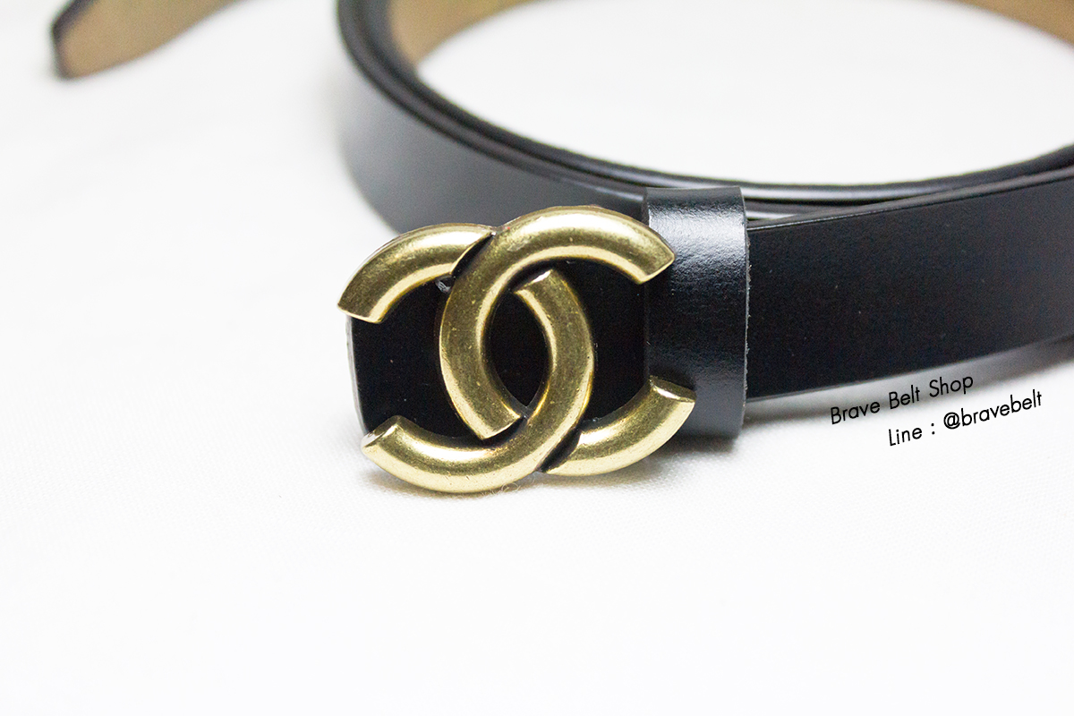 เข็มขัด chanel หนังแท้สีดำสวย