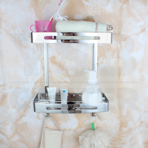 CASSA ชั้นวางของสแตนเลส304 อเนกประสงค์ในห้องน้ำ 2ชั้น สี่เหลี่ยม ติดผนัง รุ่น C1L028-SUS304-CS02