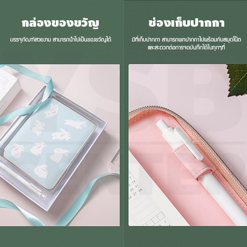 สมุดโน๊ต สมุดบันทึก ไดอารี่ สมุดเขียน B6 กระเป๋าซิป PU พร้อมปากกา ตัวกระเป๋าใส่นามบัตรได้