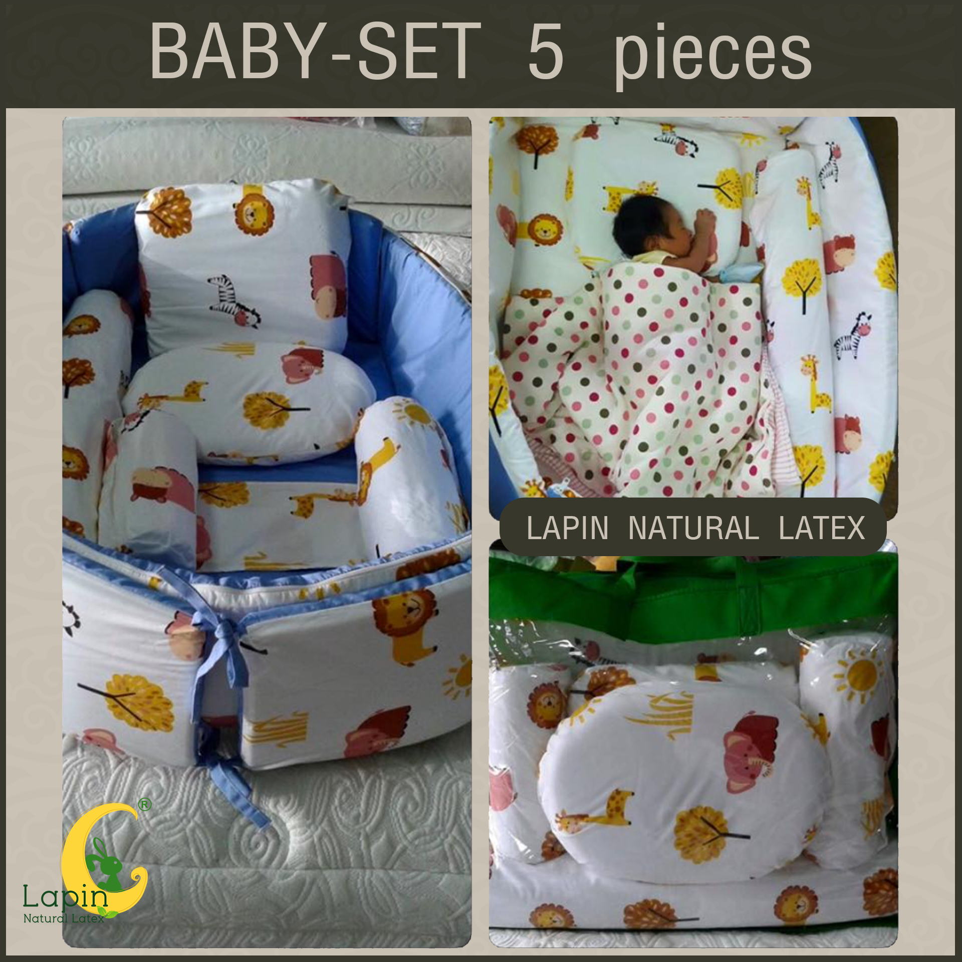 ที่นอนเด็กอ่อนยางพาราแท้ set 5 ชิ้น (ขอบตั้งได้ ที่นอนซิปเปิดได้)(SE2)ผ่านมาตรฐาน