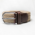 เข็มขัดผ้าถัก ผ้ายืดได้ ใส่ได้ถึงเอว 44 นิ้ว สีครีม