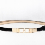 เข็มขัดปรับไซต์ได้ สายดำหัวสีทองทรงเหลี่ยม