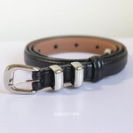 เข็มขัดหนังแฟชั่นผู้หญิงสีดำเส้นเล็กกำลังดี สวยมาก