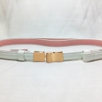 เข็มขัดพอดีเอวผู้หญิง ใส่ได้ถึงเอว 34 นิ้ว สายสีขาว หัวสีทอง