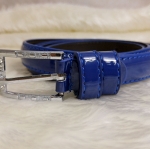 เข็มขัดแฟชั่นผู้หญิงอ้วน หัวเงินสี่เหลี่ยมฝั่งเพชร หนังเงา