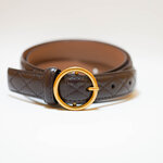 เข็มขัดหนังแท้ผู้หญิง สายสีดำหัวสีทองเส้นเล็กน่ารัก