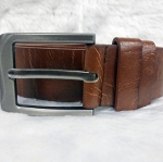เข็มขัดหนังผู้ชาย หนังน้ำตาลลายพรางหยาบ หนังด้าน