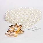 เข็มขัดไข่มุกหัวดอกไม้สวย มีมุกประดับ