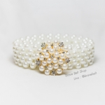 เข็มขัดไข่มุกสวย เส้นใหญ่หัวสีทองสวย