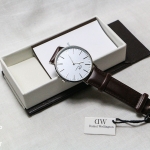 นาฬิกาข้อมือ DW AAA Daniel Wellington สายน้ำตาล ของเงิน รีวิว