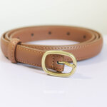 เข็มขัดแฟชั่นเกาหลีแบบหนังแท้ สีเนื้อเบจสวยน่ารัก