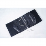 เข็มขัดเอวสูงแบบทรงหนังเงาสีดำสวยแบบยางยืด