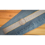 เข็มขัดผู้หญิงสีเทาแบบผ้าถักทรงสวยมาก