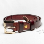เข็มขัดหนังแท้สีเลือดหมู หัวเข็มขัดสีทองสวย