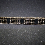 เข็มขัดแฟชั่นผู้หญิง ผ้ายืดลายตาราง ขอบทอง