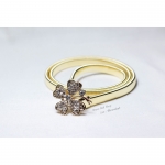 เข็มขัดสปริงผู้หญิงสีทอง รูปใบโคลเวอร์ยืดได้