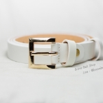 เข็มขัดหนังสีขาว หนังแท้ผู้หญิง หัวสีทองสวย