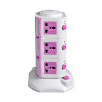 ปลั๊กไฟ I-PLUG ทรงคอนโด 3 ชั้น - สีชมพู