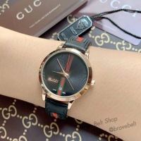นาฬิกา Gucci G-Timeless Topmirror หน้าปัดดำสายดำ