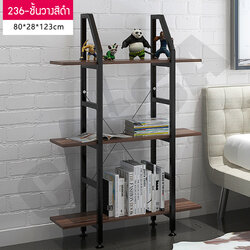 CASSA ชั้นวางของ ชั้นวางหนังสือ อเนกประสงค์ 3ชั้น ประหยัดพื้นที่ ขนาด120x80cm. (สีดำ-ลายไม้เข้ม) รุ่น 236-D451-80X28X123BB