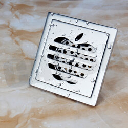 ตะแกรงท่อระบายน้ำ สแตนเลส201 กันกลิ่น กันแมลง สำหรับห้องน้ำ ทรงสี่เหลี่ยม ขนาด 10*10 ซม