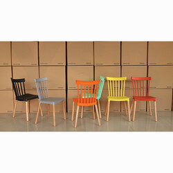 เก้าอี้พลาสติก เก้าอี้ขาไม้บีช เก้าอี้ทานอาหาร เก้าอี้ร้านกาแฟสไตล์โมเดิร์น เก้าอี้โครงขาไม้ที่นั่งพลาสติกเกรด PP รุ่น F177 - F183