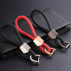 JOBON พวงกุญแจ พวงกุญแจรถยนต์ เกรดพรีเมี่ยม หนังแท้ ถักด้วยมือ มาพร้อมตัวล็อค รูปทรงตัวยู