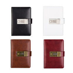 สมุดโน๊ต สมุดบันทึก ไดอารี่ สมุดเขียน A7 มีเส้น มีที่ล๊อครหัส ปกหนัง PU พกพาง่าย