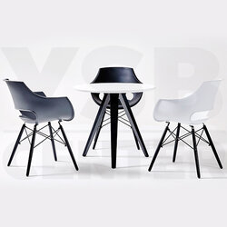 เก้าอี้ พลาสติกมีที่พักแขน สไตล์โมเดิร์น ขาไม้บีช แข็งแรงเรียบหรู ขนาด 46*45*78 cm รุ่น F1C005 -F1C007