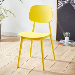 เก้าอี้ เก้าอี้สไตล์นอร์ดิก เก้าอี้ตกแต่งร้าน เก้าอี้ทานอาหาร เก้าอี้พลาสติก สีเหลืองสด YL0237-DD94-BY