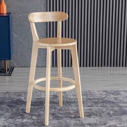 เก้าอี้ไม้ เก้าอี้ทรงสูง เก้าอี้เคาน์เตอร์ มีผนักพิง เฟอร์นิเจอร์แต่งบ้าน YL069-CDL-NR