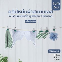 คลิปหนีบ คลิปหนีบผ้า คลิปหนีบแสตนเลส ทีจับสีสวยงาม (24ตัว) CB0174 - CB0176