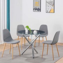 เก้าอี้เบาะผ้าเสริมฟองน้ำ โมเดิร์น รับแขก ขาโลหะหุ้มลายไม้ แข็งแรง YL195 - YL196