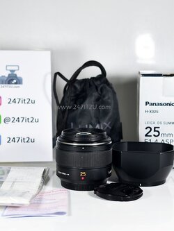 เลนส์ Panasonic 25mm f1.4 เครื่องศูนย์ สีดำ