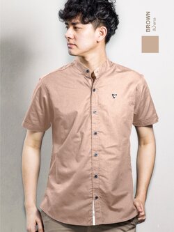 แขนสั้น คอจีน BROWN_สีน้ำตาล