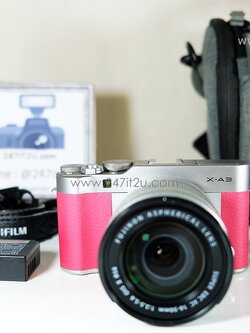 Fujifilm X-A3 พร้อมเลนส์ 16-50mm f3.5-5.6 สีชมพู