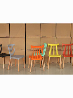 เก้าอี้พลาสติก เก้าอี้ขาไม้บีช เก้าอี้ทานอาหาร เก้าอี้ร้านกาแฟสไตล์โมเดิร์น เก้าอี้โครงขาไม้ที่นั่งพลาสติกเกรด PP รุ่น F177 - F183