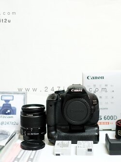 กล้อง Canon 600D +Lens 18-55mm f3.5-5.6 ยกกล่อง แถมกริ๊ปแท้มีแบต 2 ก้อน