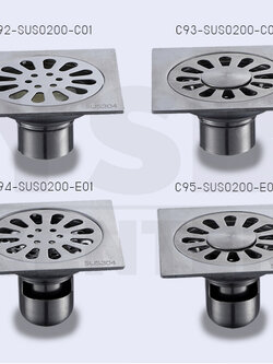 ตะแกรง ตะแกรงระบายน้ำ ตะแกรงท่อน้ำทิ้งในห้องน้ำ สแตนเลส 304 กันกลิ่น กันแมลง สำหรับห้องน้ำ ห้องอาบน้ำ ทรงสี่เหลี่ยม (ขนาด : 10×10×5 cm.)