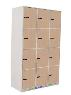 ตู้ล็อคเกอร์ไม้ 12 ประตู รุ่น WS-3L-B4(กุญแจล็อครหัส)