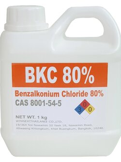Benzalkonium Chloride 80% (BKC) เบนซาลโคเนียมคลอไรด์ 80% ปริมาณ 1 KG ใช้ทำความสะอาดและฆ่าเขื้อโรค