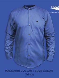 mandarin collar Blue สีน้ำเงิน