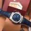 นาฬิกา Patek Philippe รุ่น Nautilus หน้าเงิน สายหนังสีนํ้าเงิน