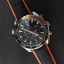 นาฬิกา Omega รุ่น Seamaster Planet Ocean Chronograph สีเงิน สายหนังสีดำขอบส้ม 600M Co-Axial Master Chronometer Basel